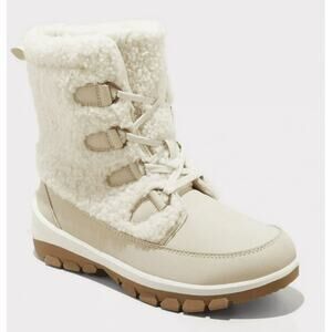 Women's Corie Shearling Snow Winter Hiker Boots Cream Size 10